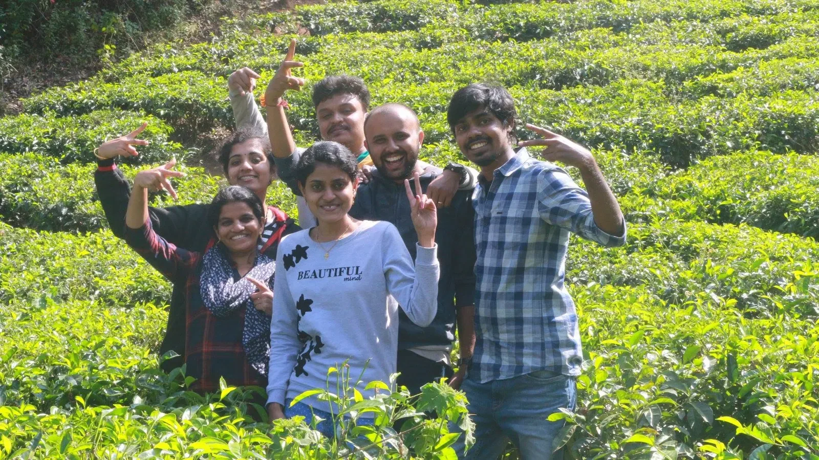 The Acube team among the tea bushes in Munnar