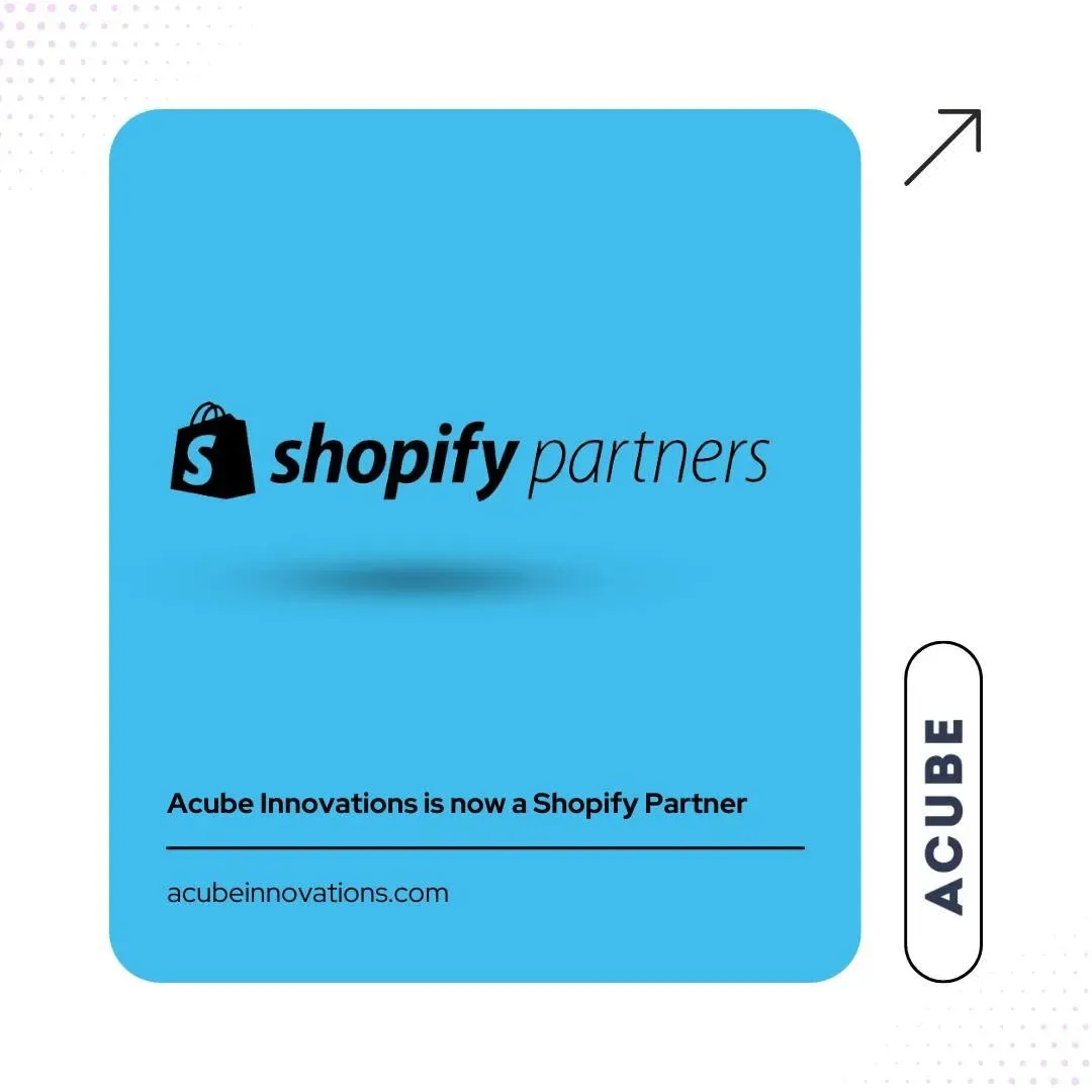 A Shopify Partners card from Acube Innovations