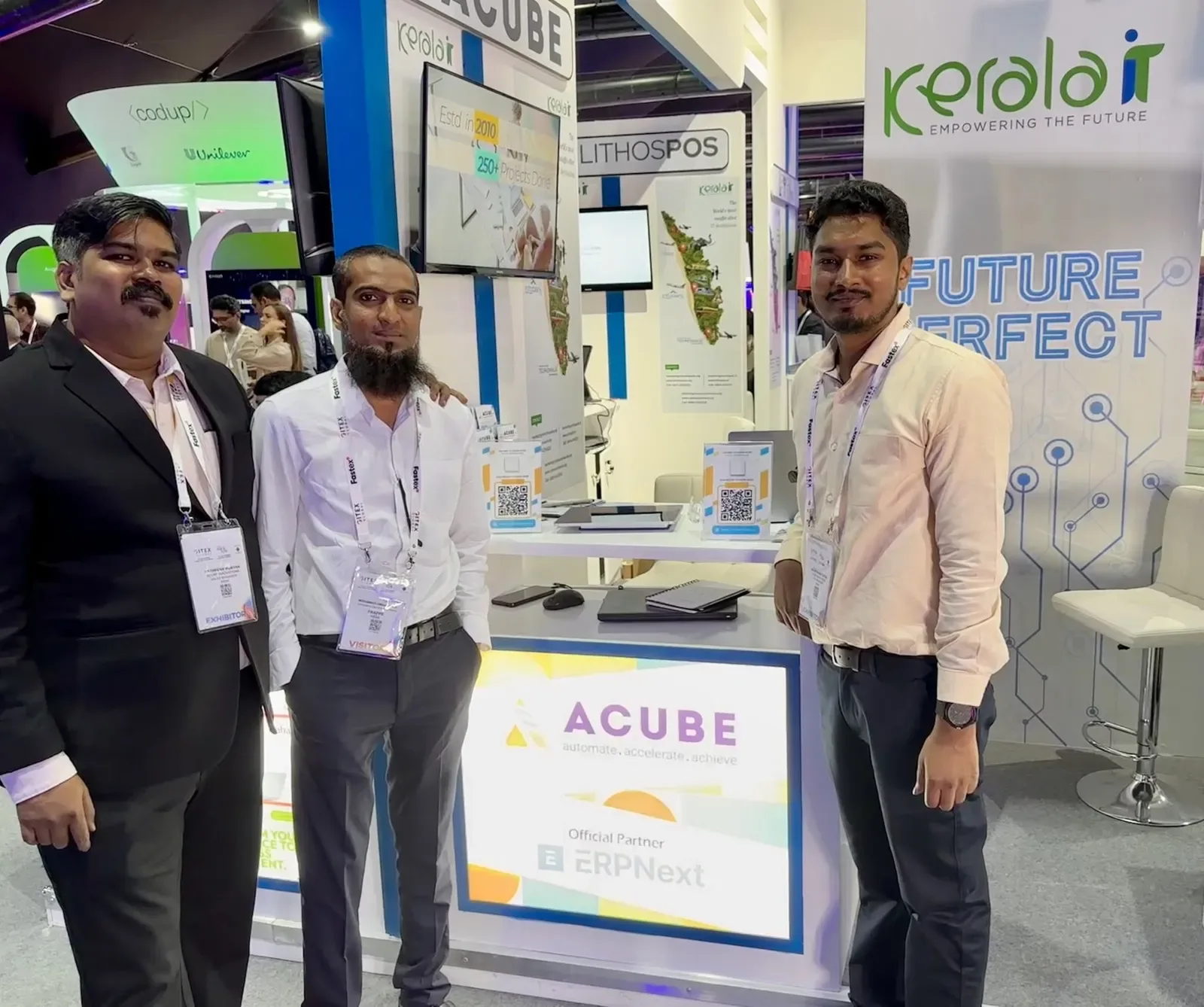 Frappe's co-founder with the Acube team at the GITEX 2023 stand