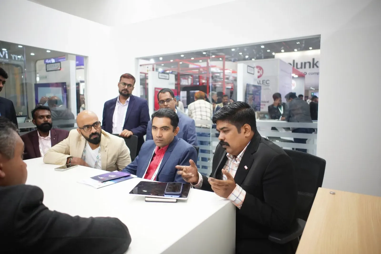 A meeting at the stand