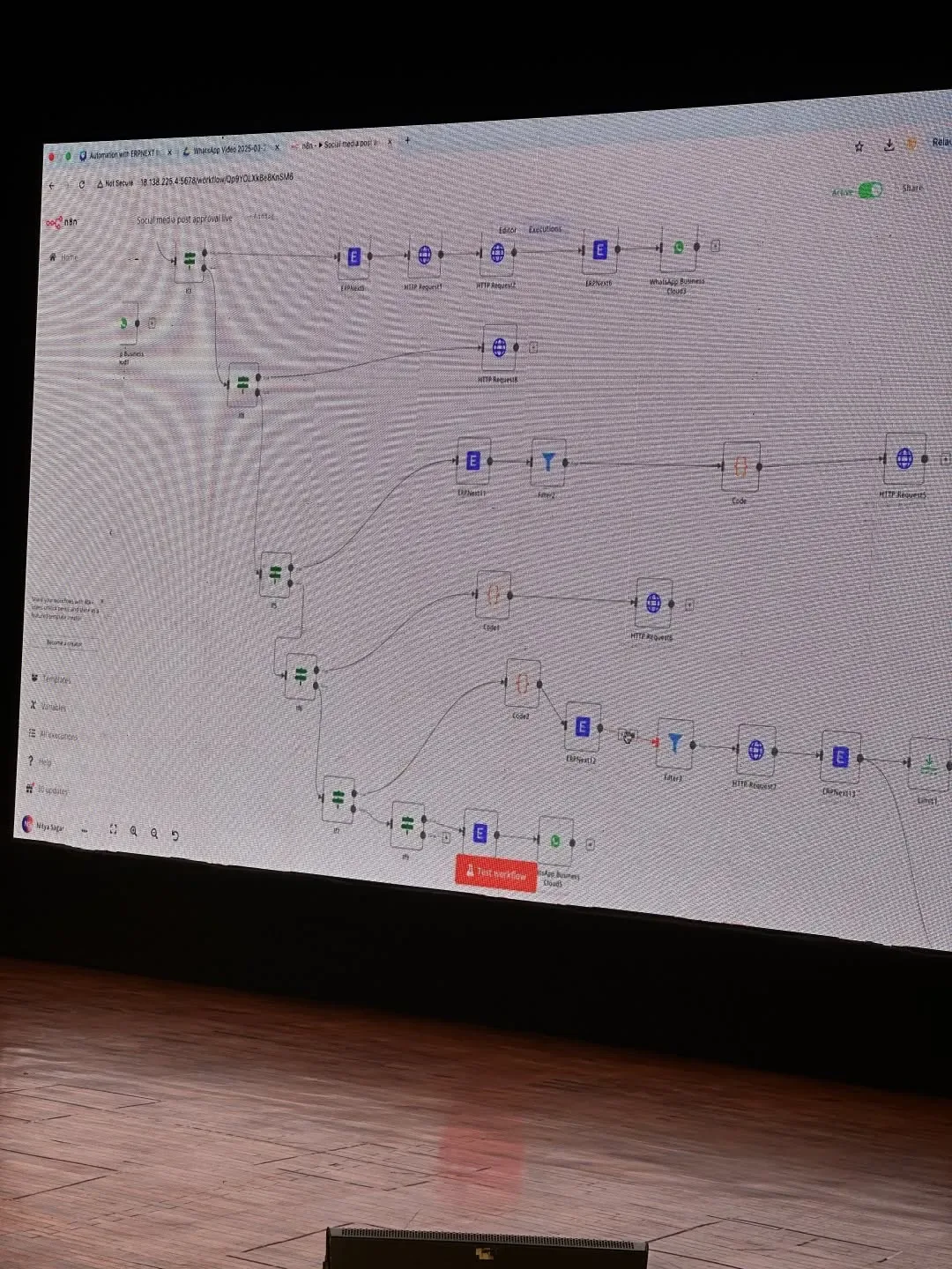 A diagram on the big screen at Frappe Build