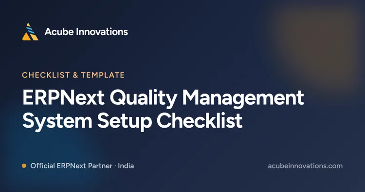 ERPNext Quality Management System Setup Checklist